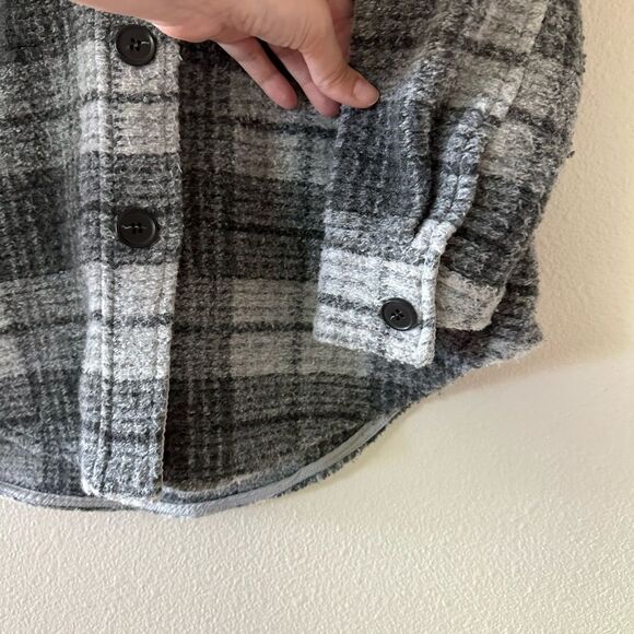 Joie Grey Plaid Shirt Jacket Shacket Size M EUC - Picture 5 of 8